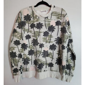 Men's WESC Palm Tree Print Sweatshirt Size L Gray